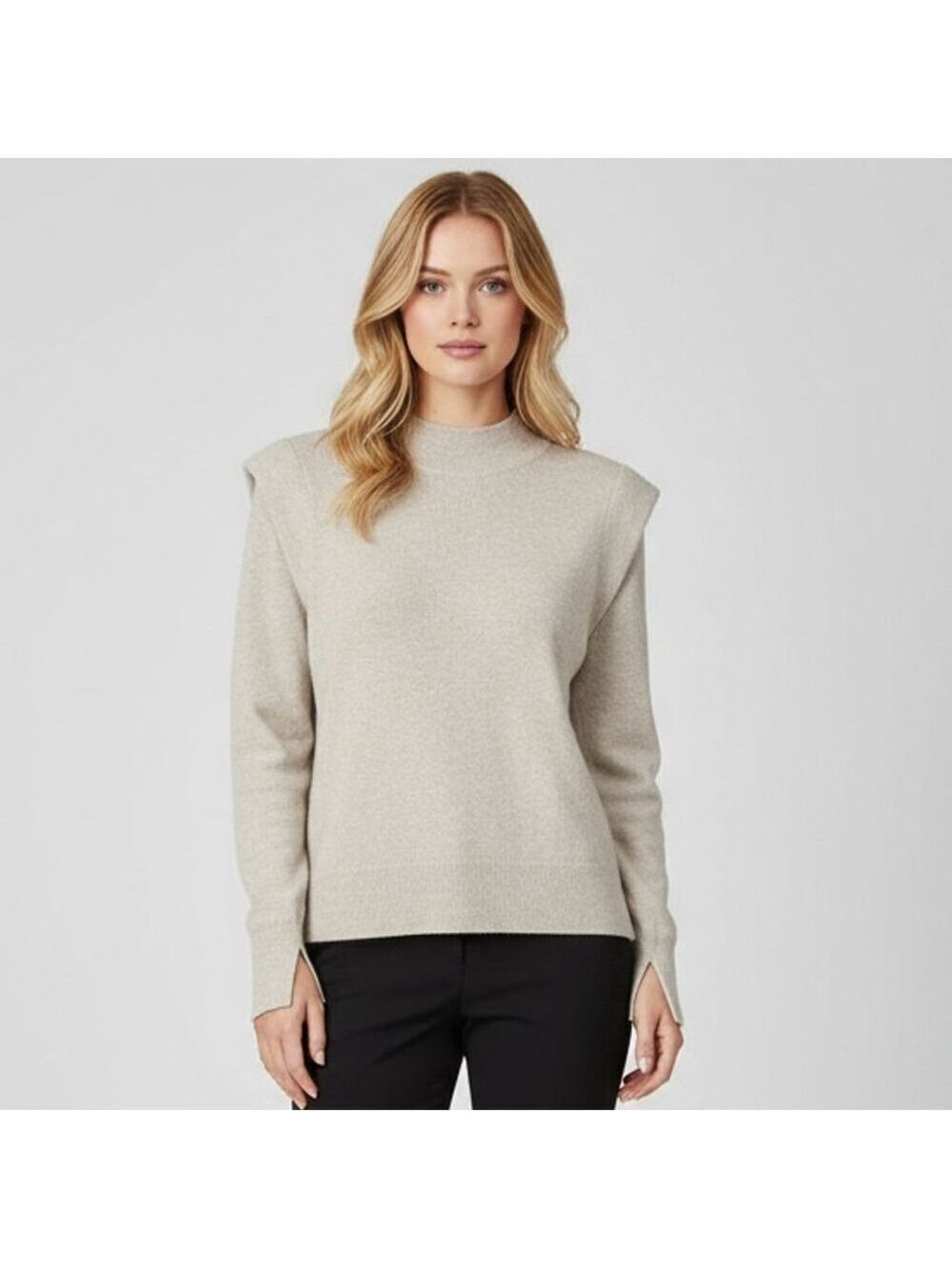JOIE neutral sweater wool & cashmere blend old money, quiet luxury, minimalist L